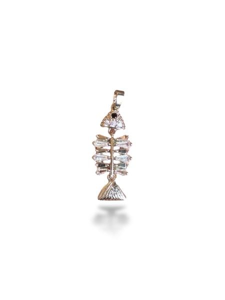 Rodyum Kaplama Zirkon Taşlı Balık Charm