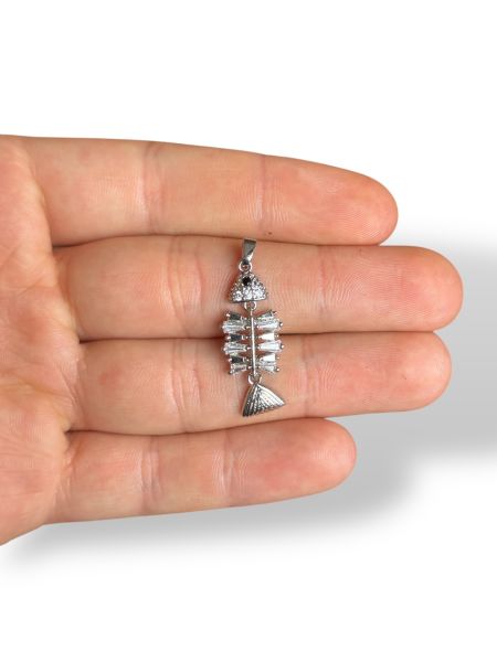 Rodyum Kaplama Zirkon Taşlı Balık Charm