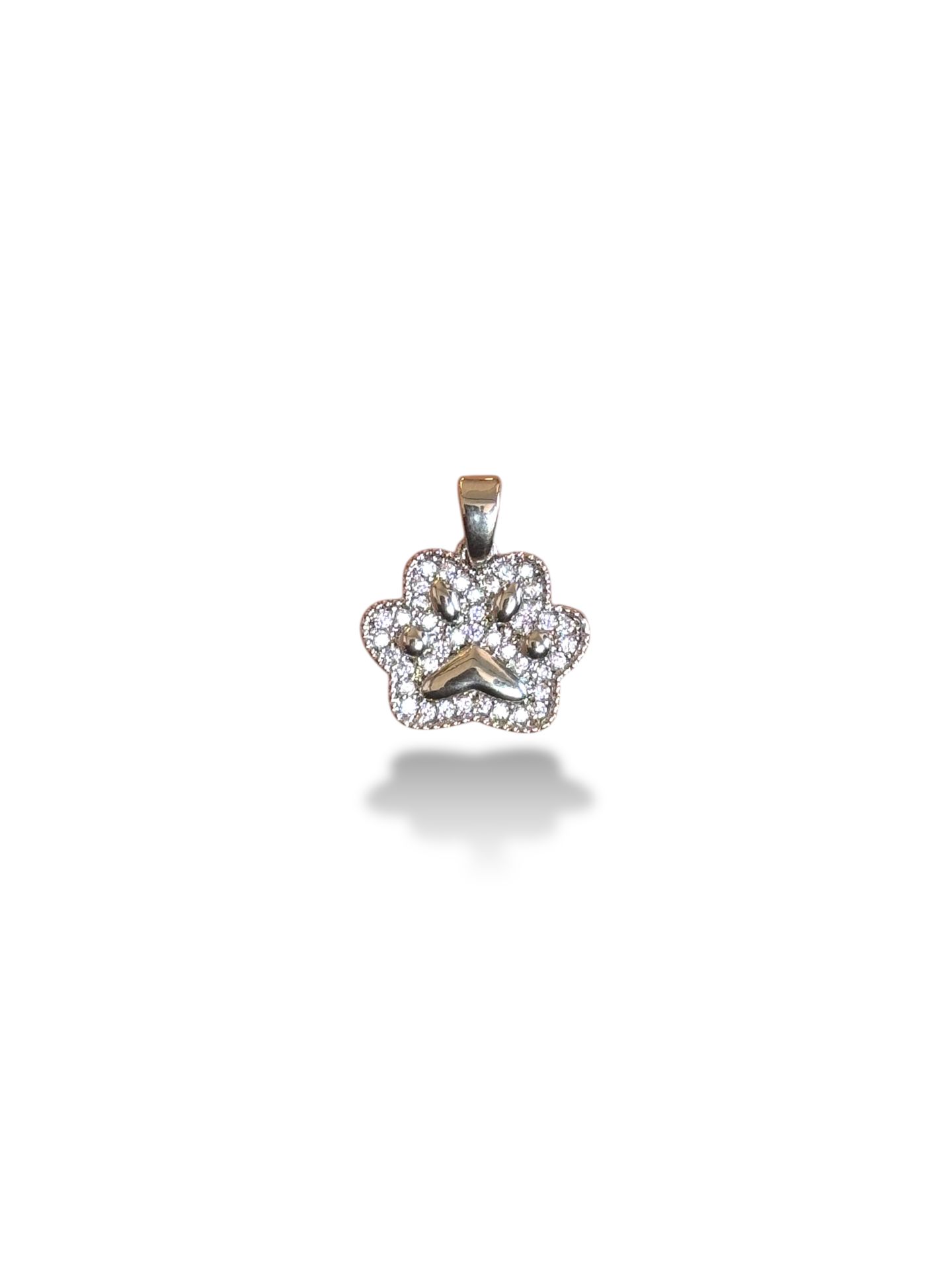 Rodyum Kaplama Zirkon Taşlı Pati Charm