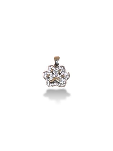 Rodyum Kaplama Zirkon Taşlı Pati Charm