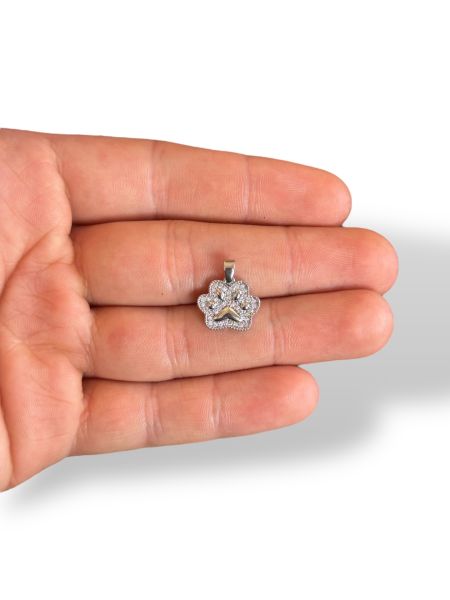 Rodyum Kaplama Zirkon Taşlı Pati Charm