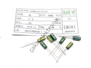 2,2MF 50V - 2,2UF 50V - 2.2MF 50V - 2.2UF 50V  5X11MM KONDANSATÖR