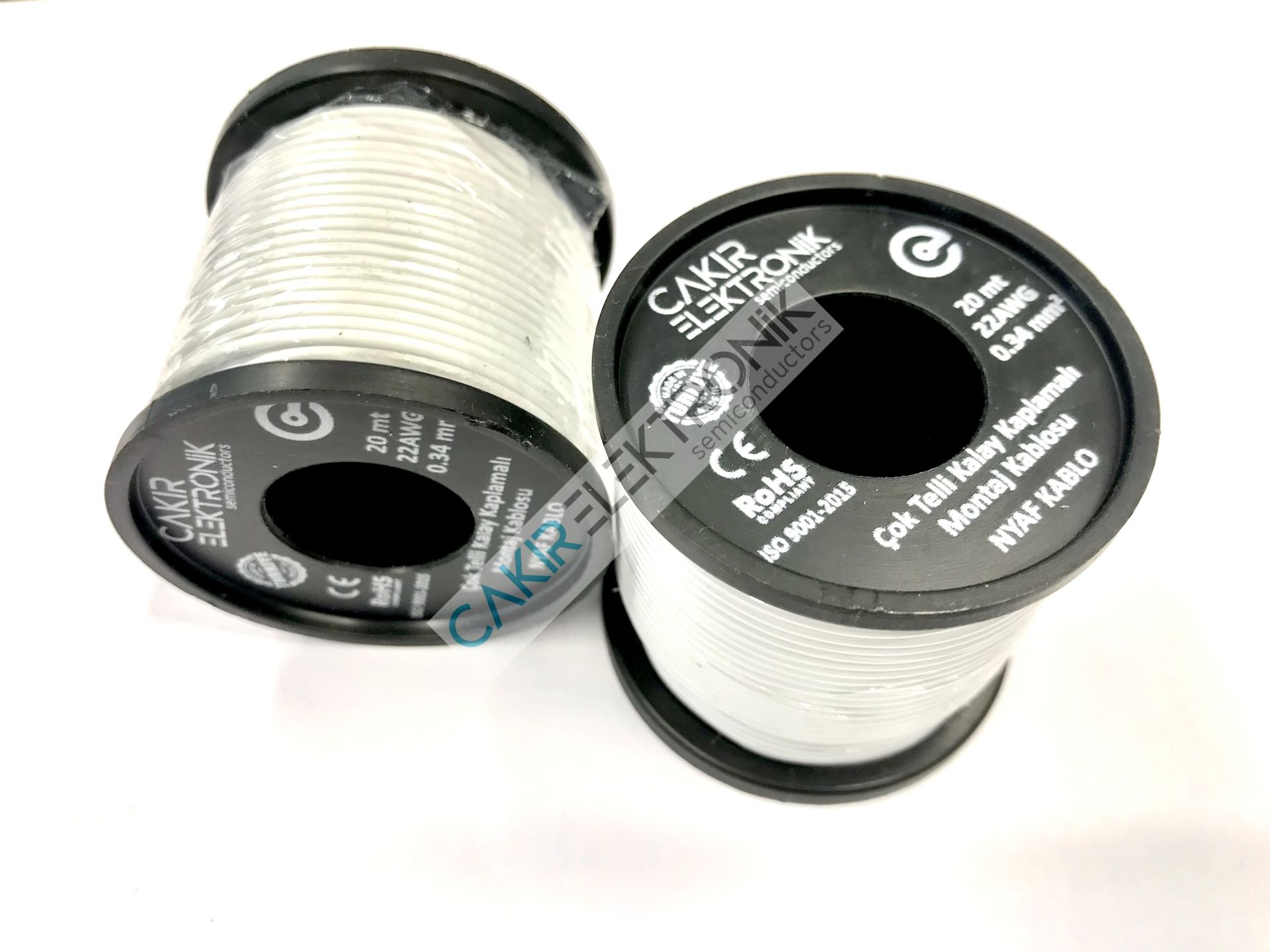 22AWG , 0.34MM2 -0,34MM2 ÇOK TELLİ BEYAZ MONTAJ KABLOSU 20 METRE