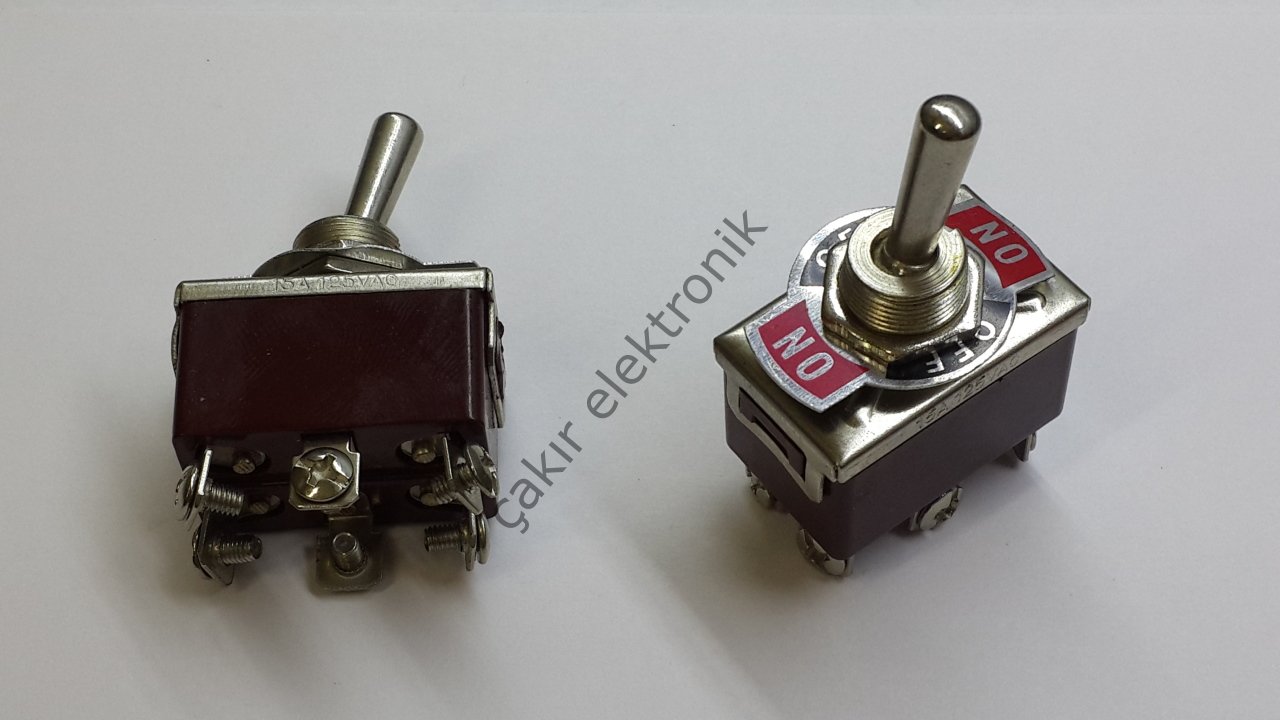 ON-OFF-ON 10A 250V SWITCH , T23 6P DPDT  TOGGLE SWITCH