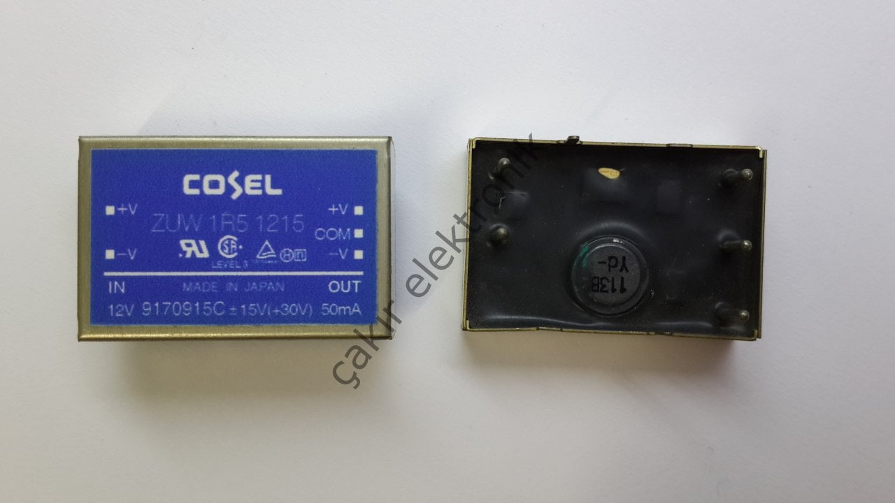 ZUW1R51215 COSEL DUAL 30V. İNPUT 9-18V. OUTPUT +-15V. 0,05A