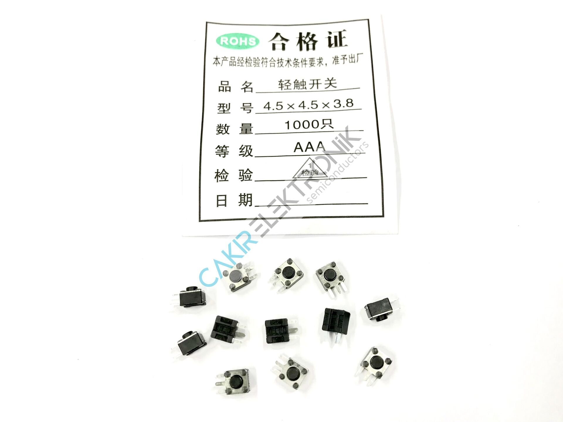 4.5X4.5 3.80 MM - TACT SWITCH  4.5*4.5*3.8 - TAG SWITCH - TACTILE SWITCH