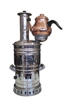 PASLANMAZ CELİK CAY SEMAVERİ + BAKIR DEMLİK 1,5 LT