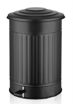 37 LİTRE METAL BOYALI PEDALLI KAPAKLI CÖP KOVASI SİYAH cap 32 cm