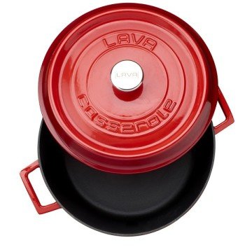 LAVA DÖKÜM YUVARLAK TENCERE. TRENDY ÇAP(Ø) 32CM. - KIRMIZI
