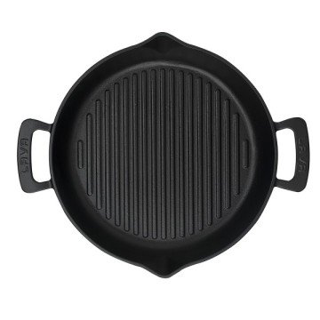 LAVA DÖKÜM YUVARLAK IZGARA TAVA, METAL KULPLU. ÇAP(Ø)32CM.