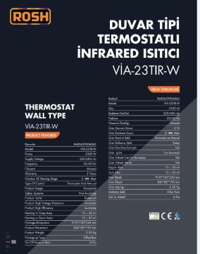 ROSH VİA -23 TIR -W TERM DUVAR TİPİ TERMOSTATLI  İNFRARED