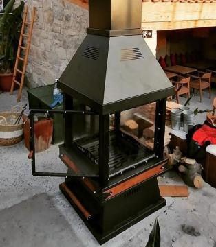 Metal Camlı Orta Şömine BÜYÜK BOY