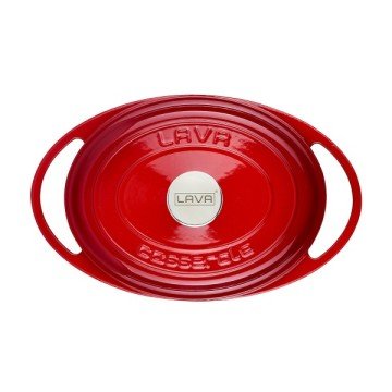 LAVA DÖKÜM OVAL TENCERE ÖLÇÜ 22X28CM KIRMIZI