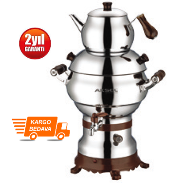 AKSEL PORSELEN KULPLU 8 LT ÇAY SEMAVERİ MEGA