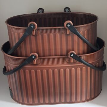 BAKIR ESKİTME ODUN KOVASI SEPETİ