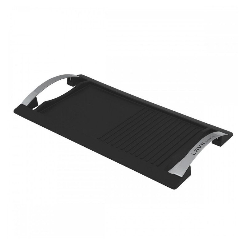 LAVA DÖKÜM GRİDDLE /GRILL TAVA HIBRIT 48X26 CM PASLANMAZ METAL SAPLI