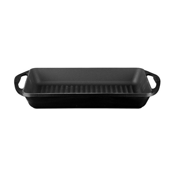 LAVA DÖKÜM DİKDÖRTGEN IZGARA TAVA METAL KULPLU SİYAH 22X32CM -DERİN