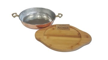 22 cm Bakır Tava + Bambum Bambu Altlığı