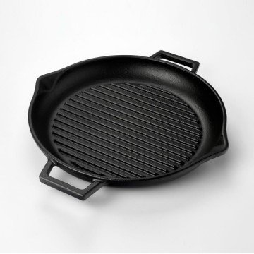 LAVA DÖKÜM YUVARLAK IZGARA TAVA, METAL KULPLU. ÇAP(Ø)30CM.