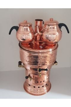 BAKIR ÇİFT DEMLİKLİ SEMAVER 8 LİTRE
