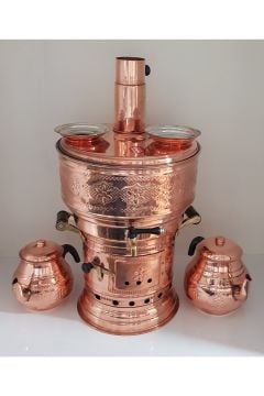 BAKIR ÇİFT DEMLİKLİ SEMAVER 8 LİTRE