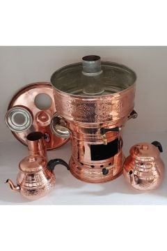 BAKIR ÇİFT DEMLİKLİ SEMAVER 8 LİTRE