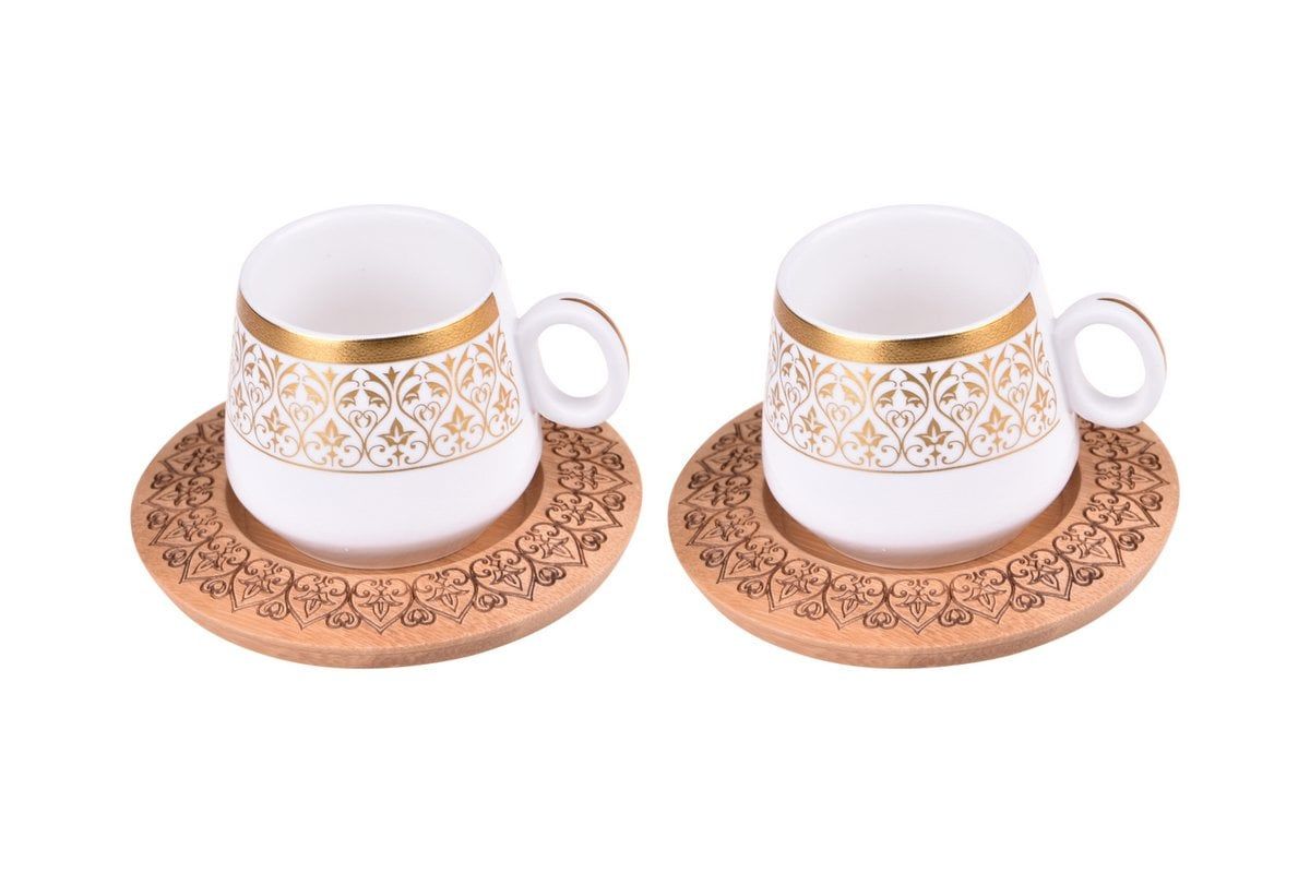 Ottoman - 2 Kişilik Kahve Fincan Takımı Desen Altlıklı