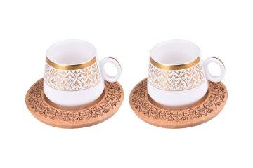 Ottoman - 2 Kişilik Kahve Fincan Takımı Desen Altlıklı