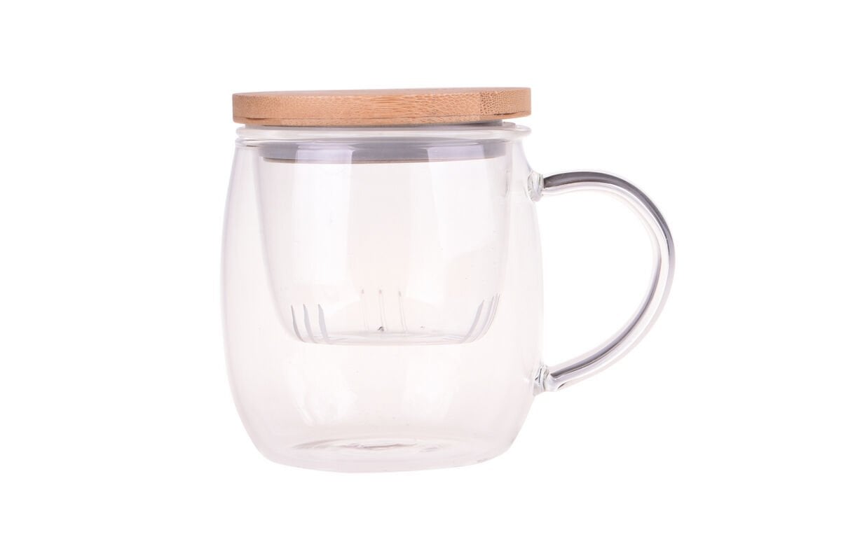 Dani - Bambu Kapaklı Cam Kupa 350 ml