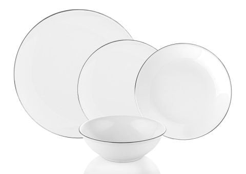 Naz - 24 Parça Yemek Takımı Beyaz Platin