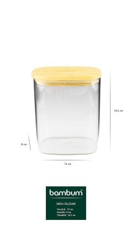 Multy - Bambu Kapaklı Cam Saklama Kabı 1000ml
