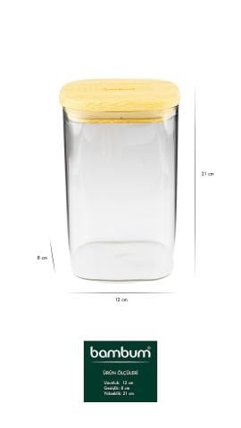 Multy - Bambu Kapaklı Cam Saklama Kabı 1500ml
