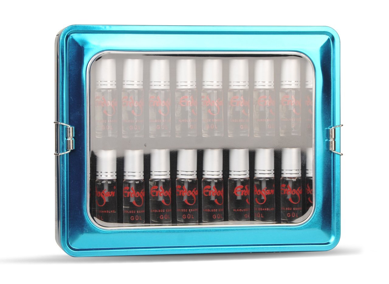 Erdoğan Renkli Metal Kutu (Mavi) 3.5 Ml 20'li Karma Esans