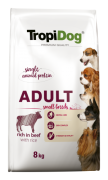 TropiDog Premium Adult Smallbreeds rich in beef with rice 8kg