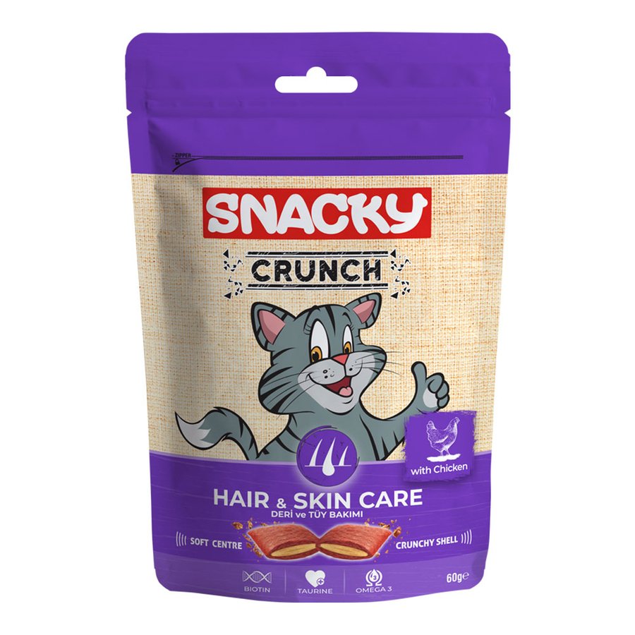 Snacky Kedi Crunch Ödül Hair-Skin Tavuklu 60gr