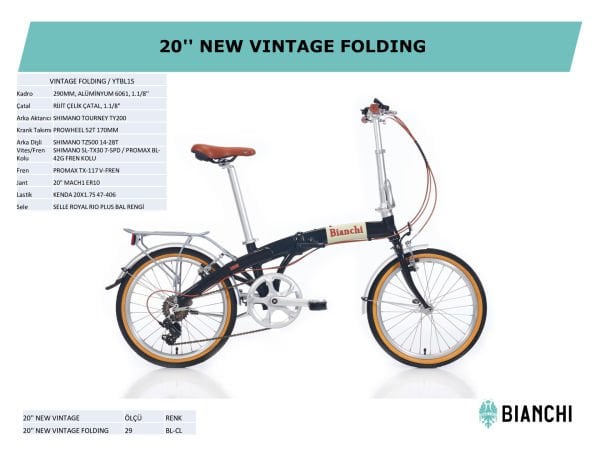 BIANCHI NEW FOLDING VINTAGE KATLANIR BİSİKLET 290H 7-V VB BLACK