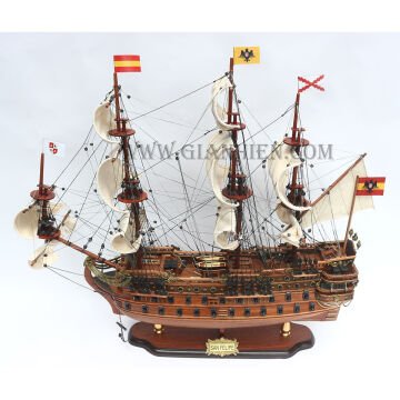 San Felipe Dekoratif Ahşap Yelkenli Gemi Modeli (80 cm)