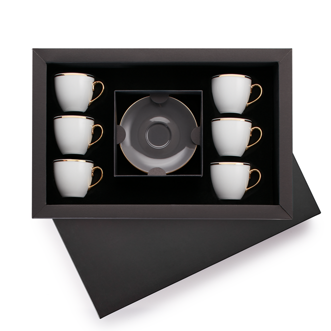 Selamlique 6'lı Klasik Gri Türk Kahvesi Fincanları