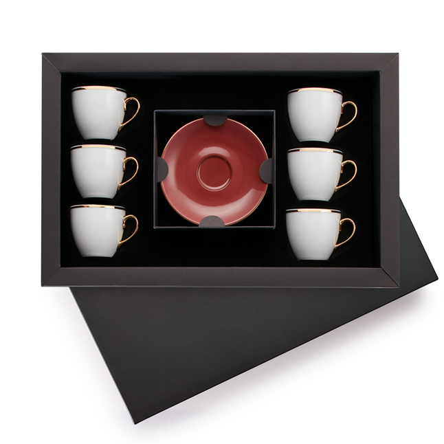 Selamlique 6'lı Klasik Gül Kurusu Türk Kahvesi Fincanları