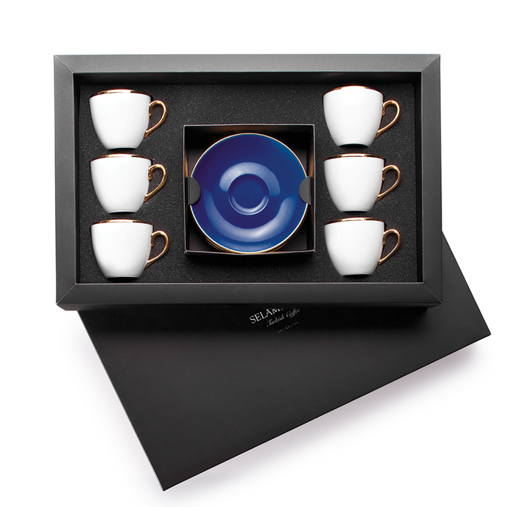 Selamlique 6'lı Klasik Mavi Türk Kahvesi Fincanları