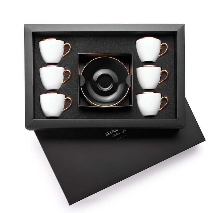 Selamlique 6'lı Klasik Siyah Türk Kahvesi Fincanları