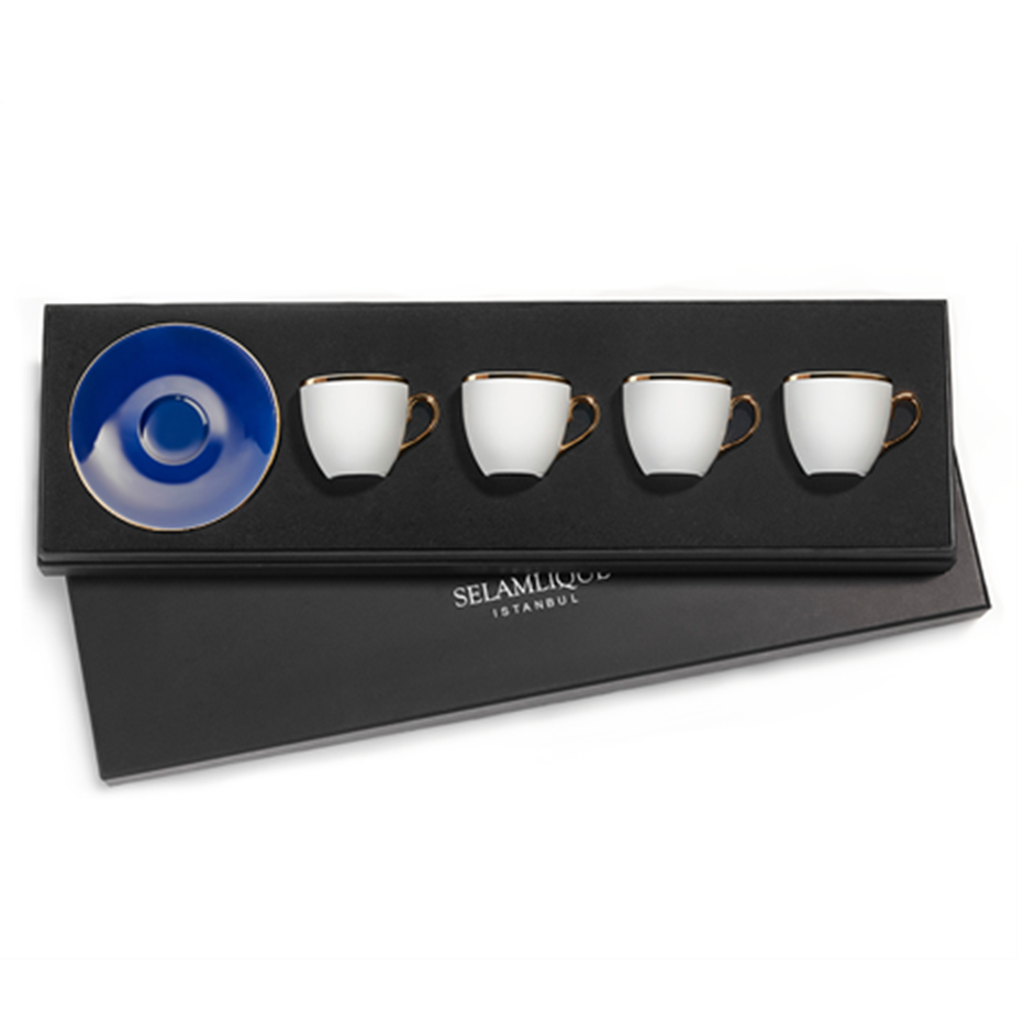 Selamlique 4'lü Klasik Mavi Türk Kahvesi Fincanları