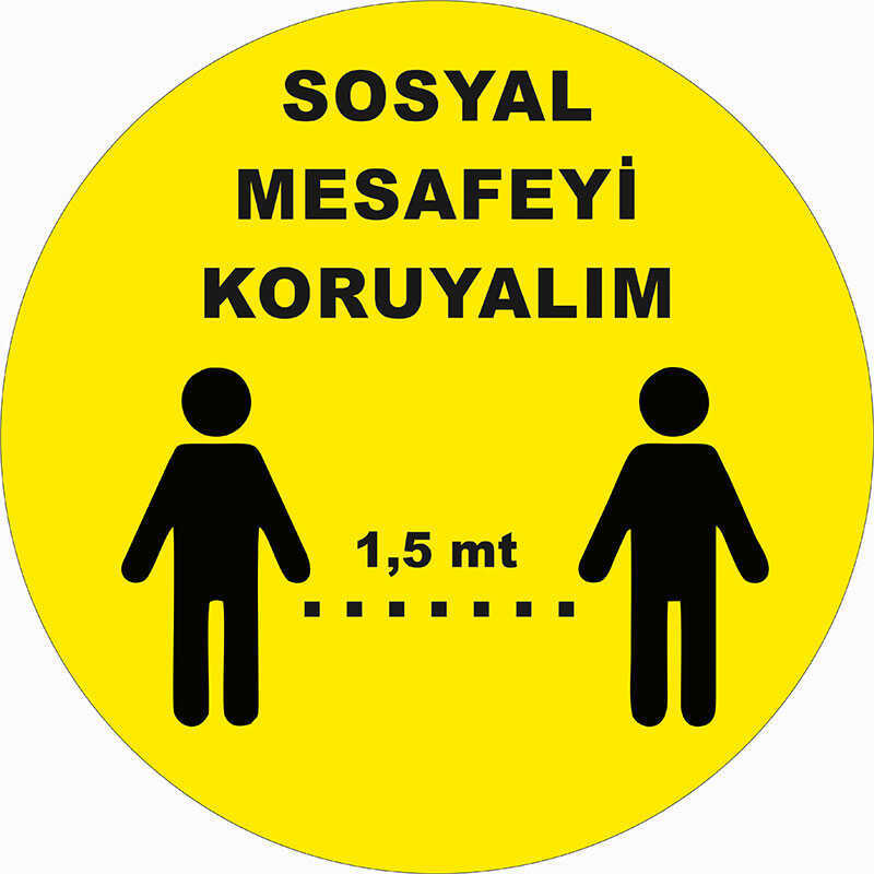 Sosyal Mesafe Etiketi Laminasyonlu