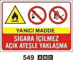 Yanıcı Madde Sigara İçilmez Açık Alevle Yaklaşma