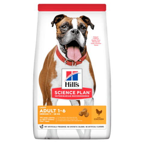 Hill's Science Plan Dog Adult 1-6 Light Medium Breed Chicken 14 Kg