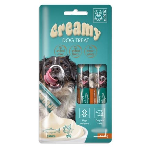 M-PETS KÖPEK ÖDÜLÜ CREAMY SOMON BALIKLI BİFTEKLİ 4X15GR