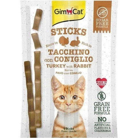 Gimcat Sticks Hindi ve Tavşan Etli Ödül Çubukları 4lü 4x5 Gr