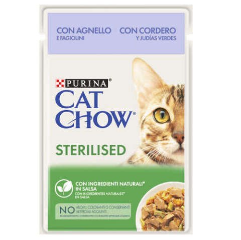 Cat Chow Kısırlaştırılmış Yetişkin Kedi Kuzu Etli Ve Yeşil Fasulyeli Yaş Mama 85 Gr