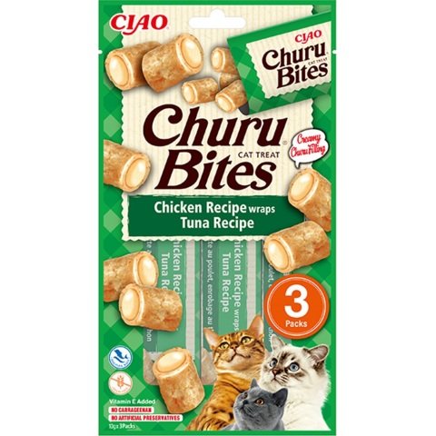 Ciao Churu Bites Tavuk Sargılı ve Ton Balıklı Kedi Ödül Maması 3 x 10 Gr