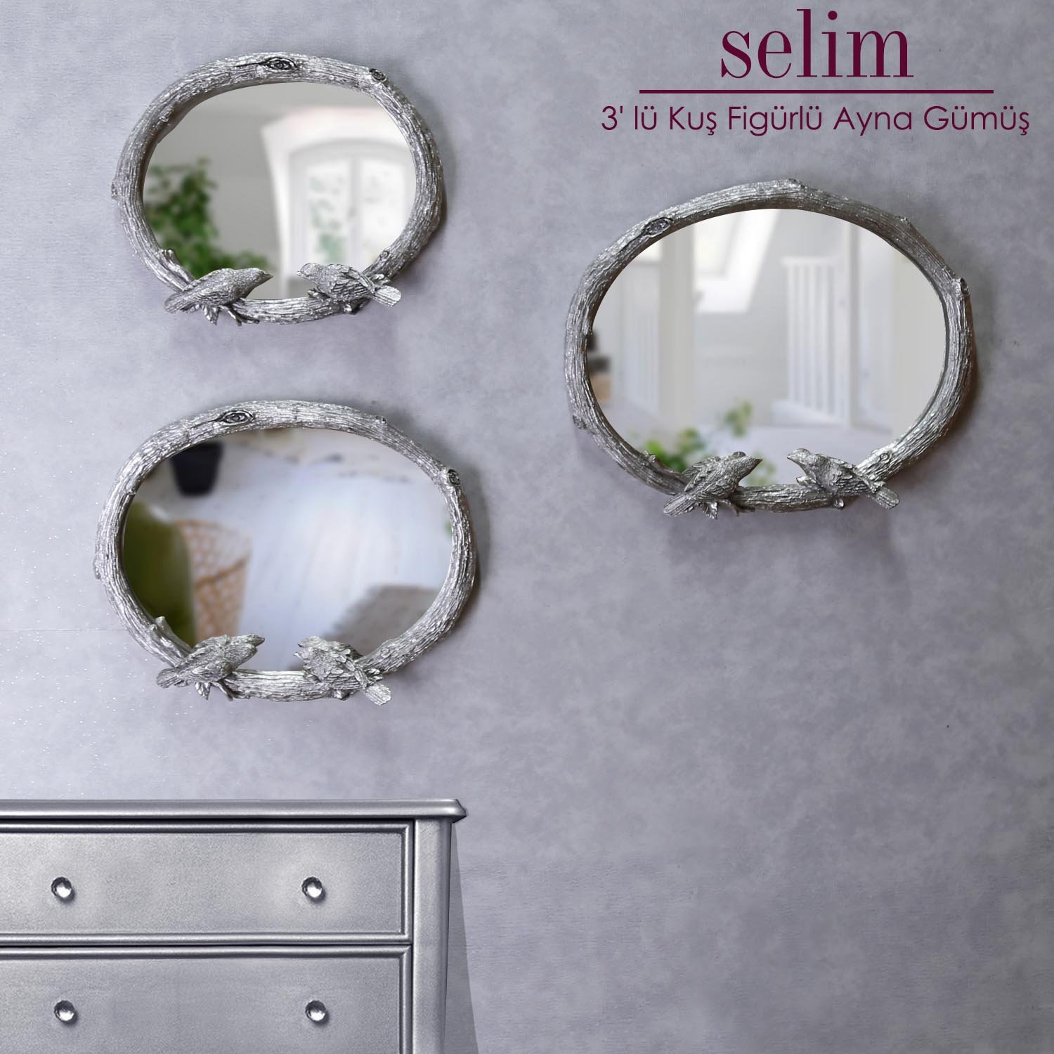 Bird 3x Silver Mirror